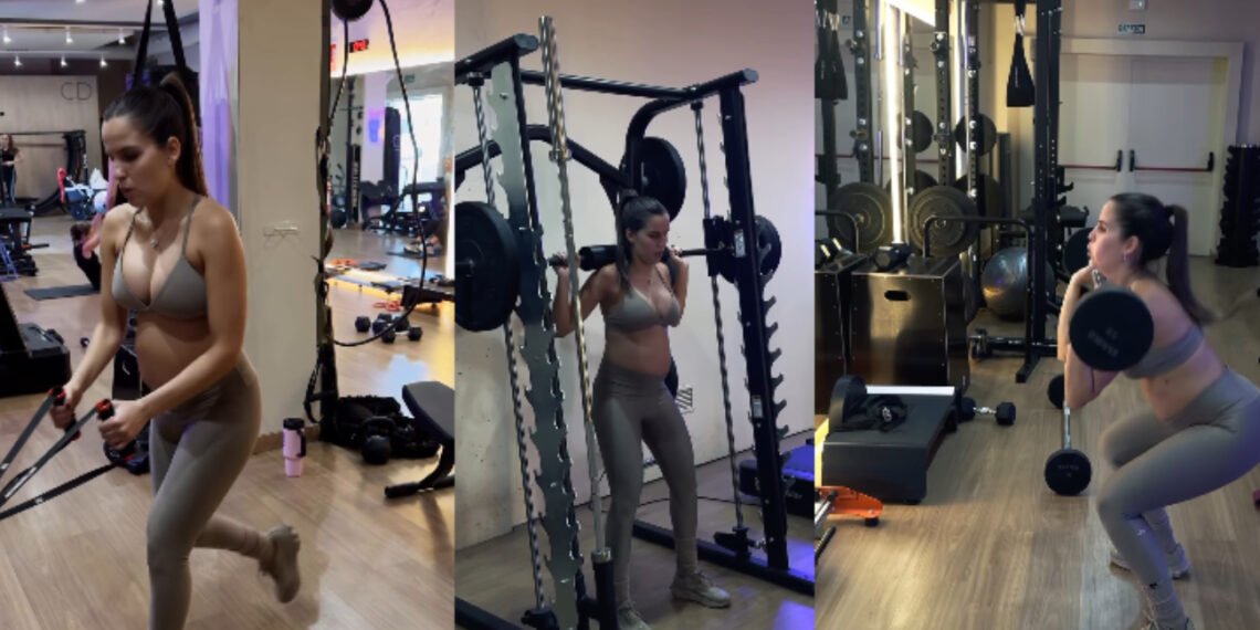 Polémica por el video de Emilia Ferro entrenando con siete meses de embarazo (Captura de video).