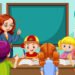 Maestra/docente dando una clase a niños en el aula (Imagen ilustrativa/FreePick/brgfx).