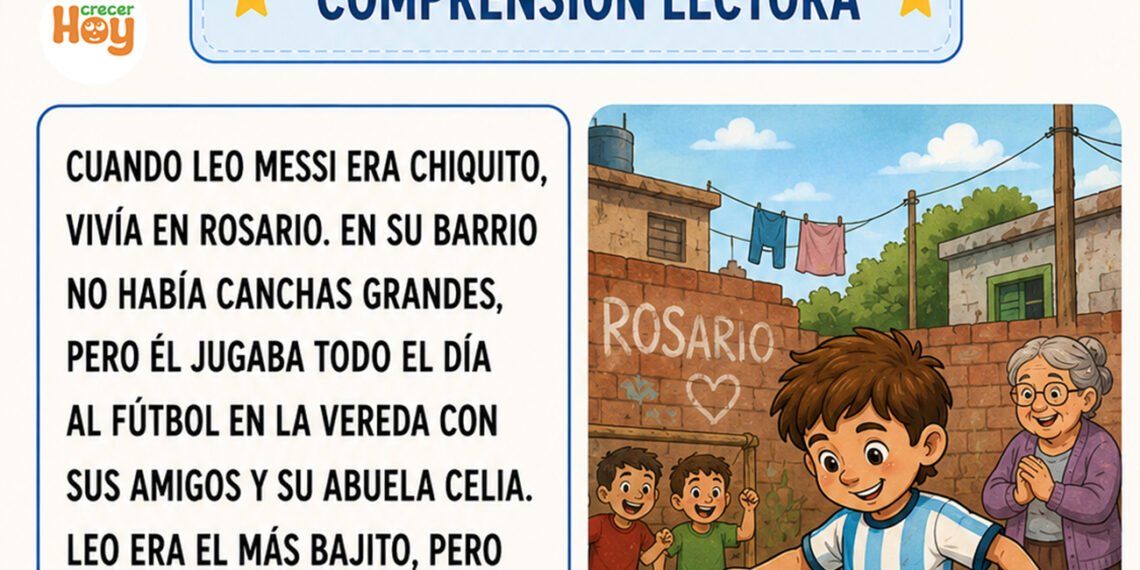 Actividades para niños sobre el Mundial 2026: comprensión lectora con la infancia de Lionel Messi