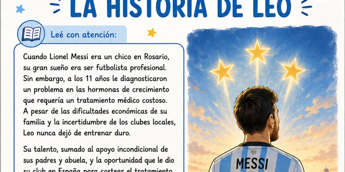 Mundial 2026 para niños de 4°, 5° y 6° grado: comprensión de textos con la historia de Lionel Messi