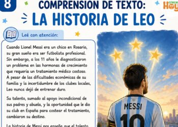 Mundial 2026 para niños de 4°, 5° y 6° grado: comprensión de textos con la historia de Lionel Messi