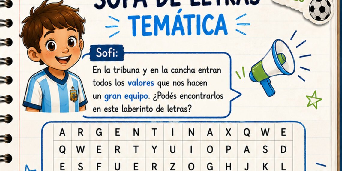La sopa de letras del Mundial 2026 para niños de 4°, 5° y 6° grado