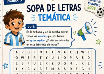 La sopa de letras del Mundial 2026 para niños de 4°, 5° y 6° grado